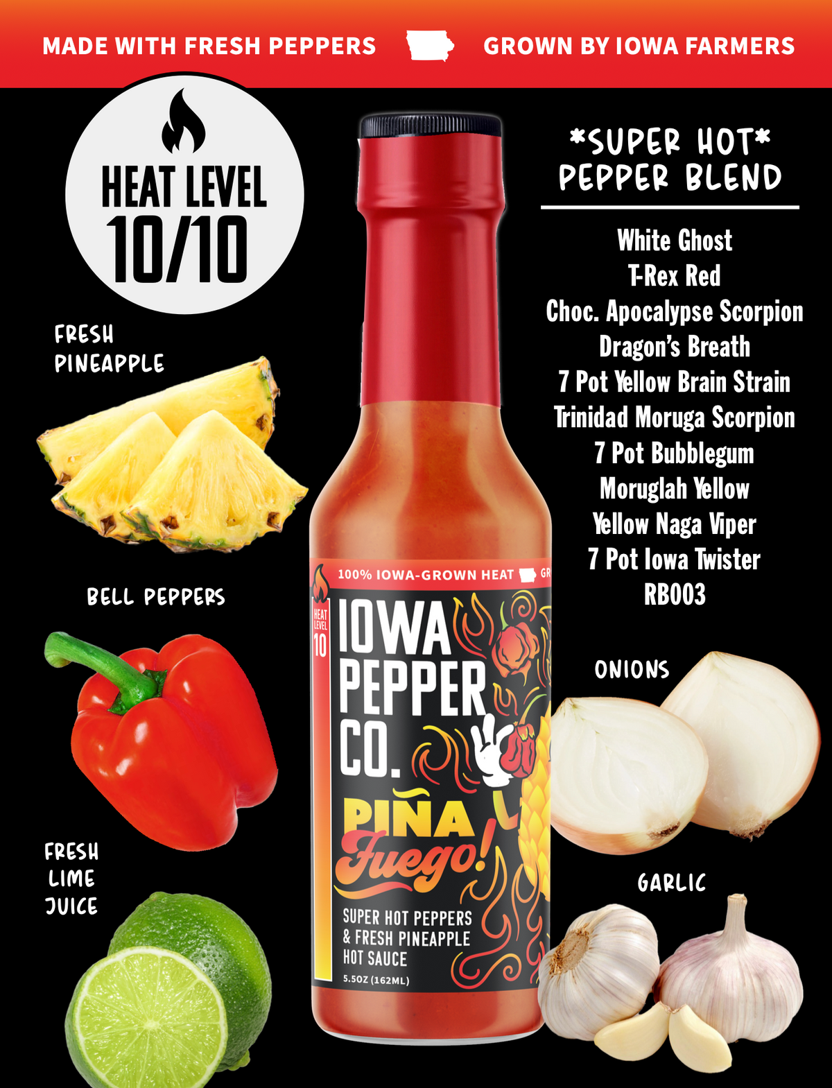 PIÑA FUEGO HOT SAUCE (10/10 Heat)